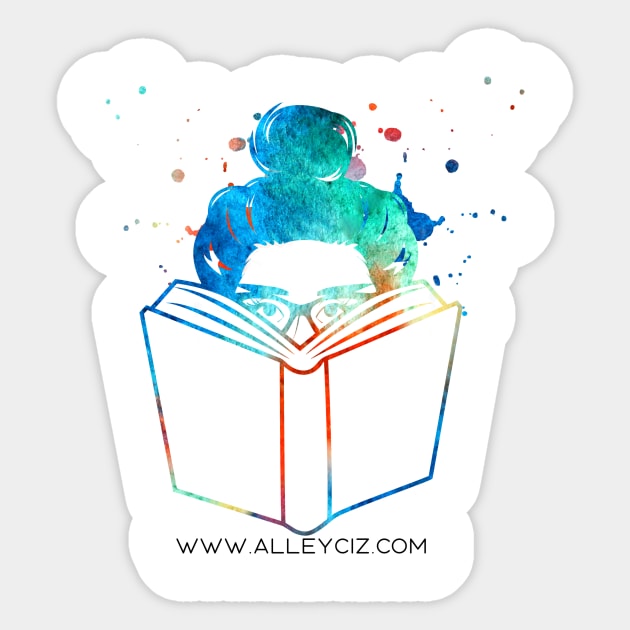 Woman Reading Messy Bun Color Splash Sticker by Alley Ciz